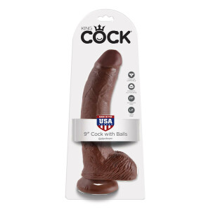 COCK 9 INCH W/ BALLS BROWN
