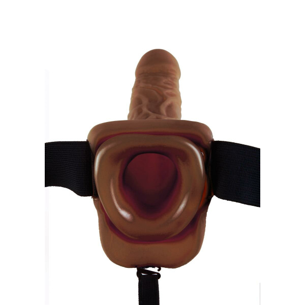 STRAP-ON HOLLOW CON BALLS 9 BROWN