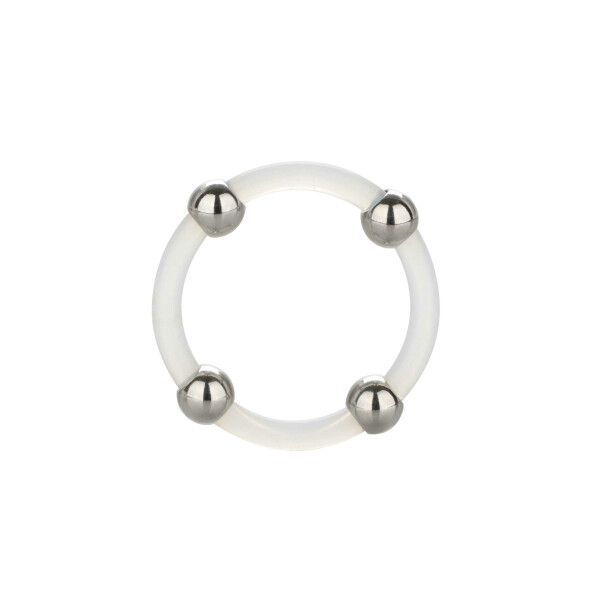 Steel Beaded Silicone Ring L Trasparente