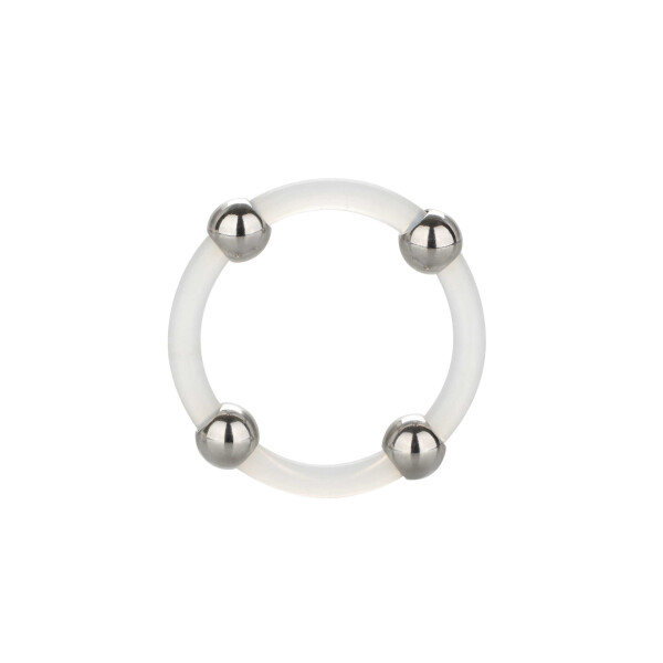 Steel Beaded Silicone Ring L