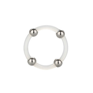 Steel Beaded Silicone Ring L