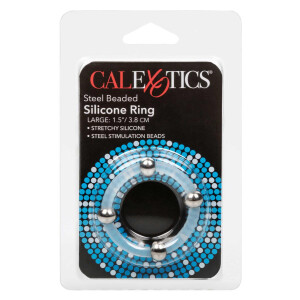 Steel Beaded Silicone Ring L
