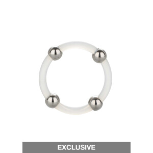 Steel Beaded Silicone Ring L