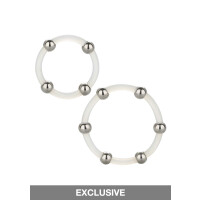 Steel Beaded Silicone Ring Set Trasparente