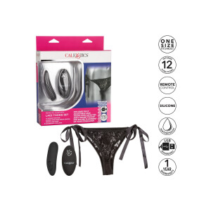 Remote Control Lace Thong Set BLACK