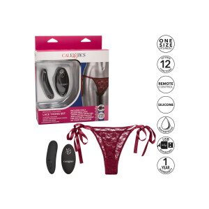Remote Control Lace Thong Set BLACK