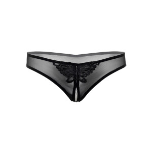 Indra crotchless beaded thong - BLACK