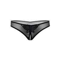 Indra crotchless beaded thong - BLACK